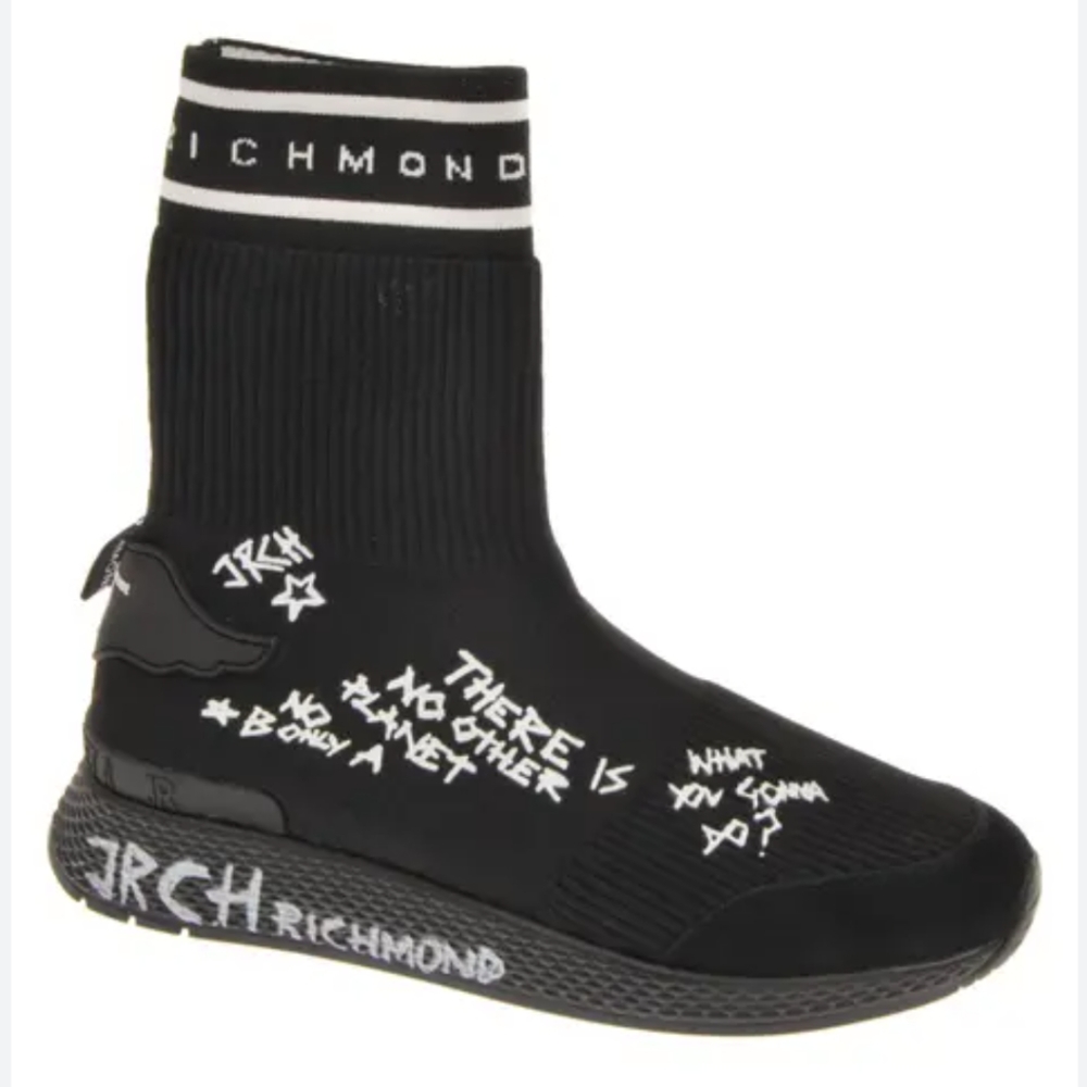 JOHN RICHMOND WOMENS SOCK FIT HI TOP SNEAKER IN BLACK, 36 - Picture 2 of 16